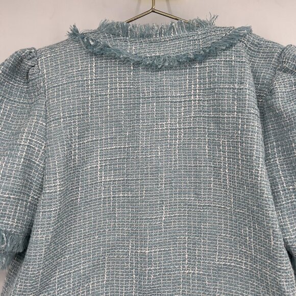 Lena Light Blue Tweed Short Sleeve Jacket & Skirt Matching Set Size L NWT - Picture 5 of 15